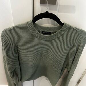Dynamite Sage Ribbed Crew Sweater